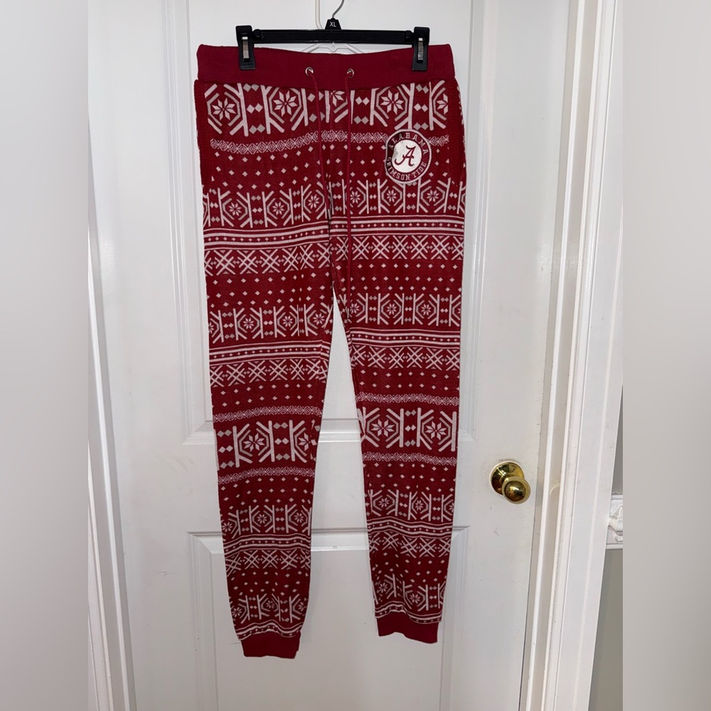 Alabama Crimson Tide Adult‎ Unisex Red Patterned Ugly X-Mas Pajama Pants Size L